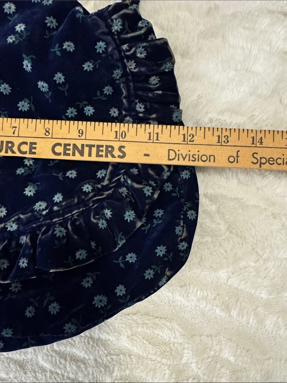 Vintage Navy Floral Ruffle Shoulder Bag